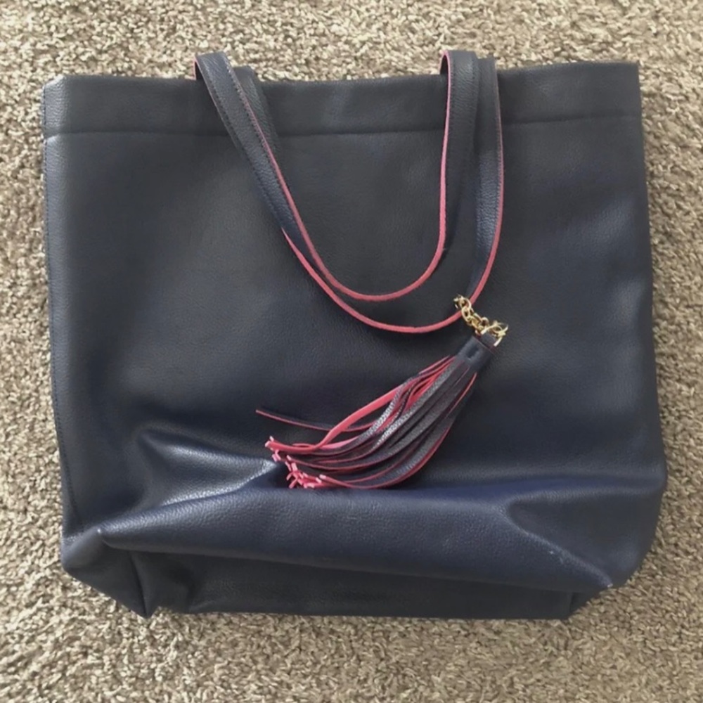 Neiman Marcus Blue And Pink Tote Shoulder Bag